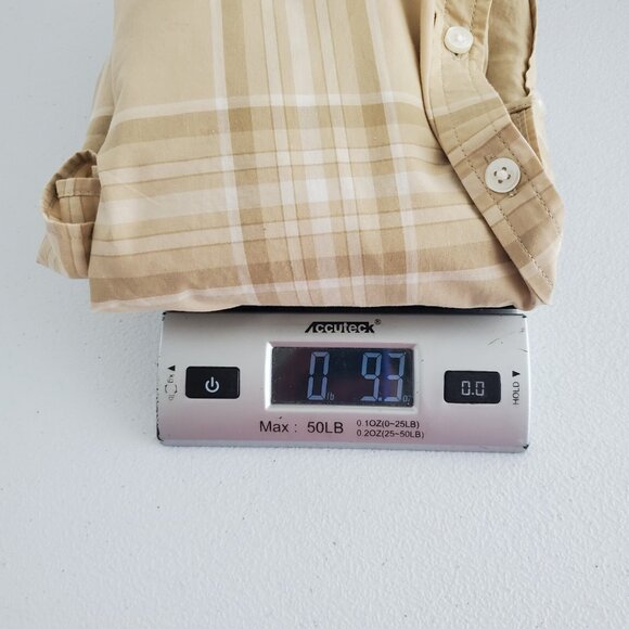 Lands' End Womens Tan Plaid Button Front Blouse Size 2X Lightweight Cotton - Picture 8 of 8